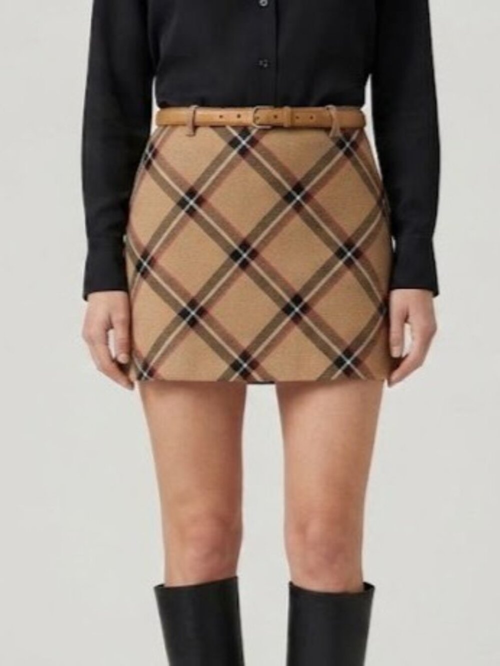 Plaid Mini Skirt with Brown & Red Accents